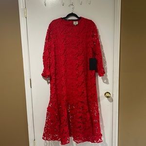 Gorgeous Tuckernuck Women’s Red Lace Maxi LS Dress SZ XXL